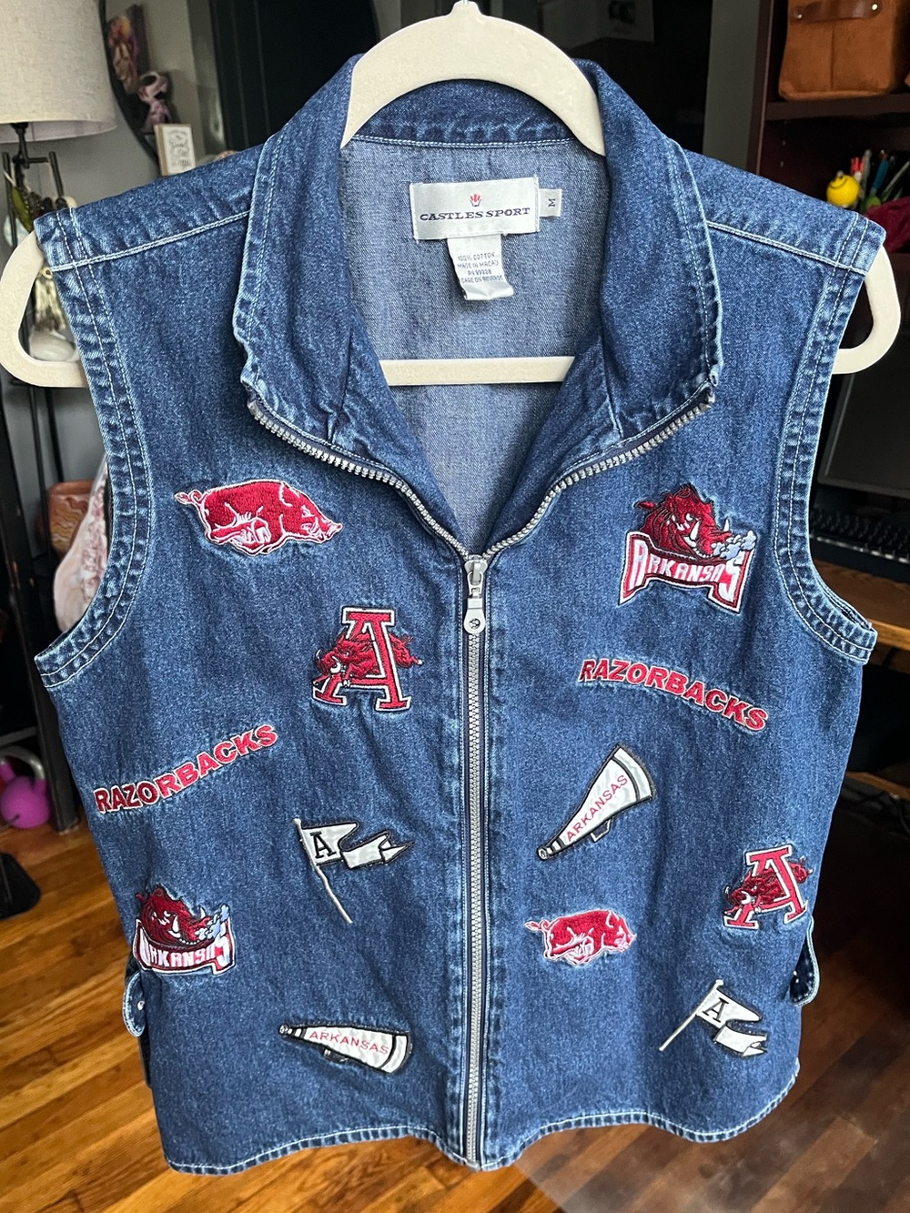 Arkansas Razorbacks Patches Denim Vest - Blue